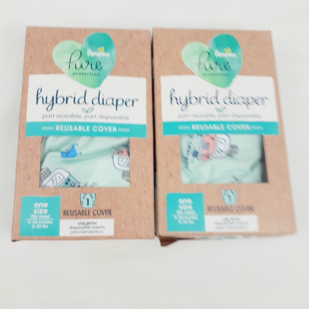 Lot of 2 Pampers Protection Pure Hybrid Diaper Reusable Cover 0-3 M